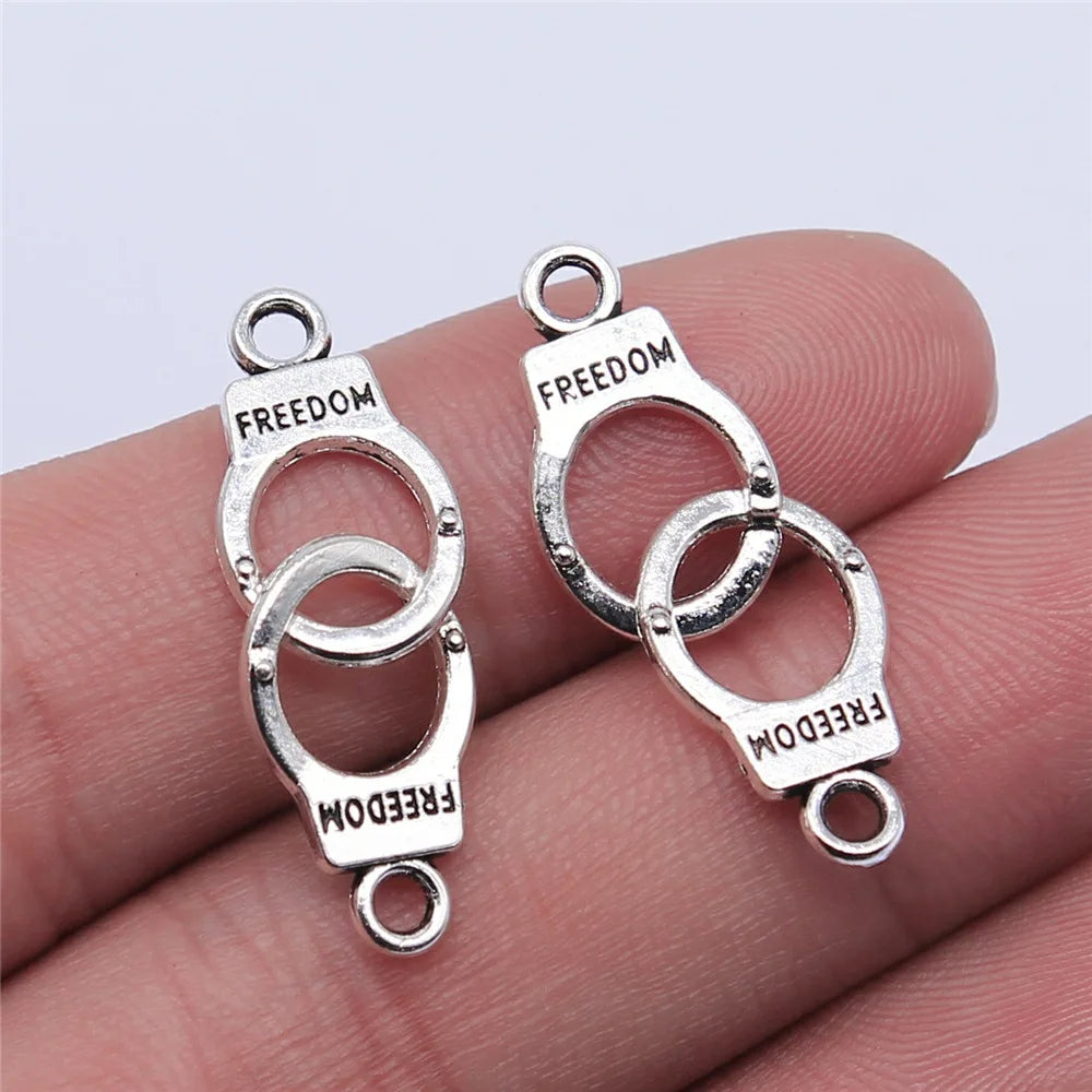 16x10mm 1.3g Multicolor Zinc Alloy Handcuffs Connector Charm for DIY Bracelet Necklace Making