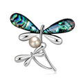Elegant Mother Of Pearl Dragonfly Brooch With Faux Pearl, Women's Alloy Lapel Pin Suit Accessory Gift