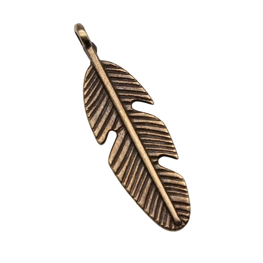 28x8mm 0.95g Multicolor Zinc Alloy Feather Charm Pendant for DIY Necklace Bracelet Jewelry Making