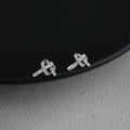 Copper Micro Pave Zircon Silver Plated Rope Knot Stud Earrings Irregular Geometric Chic Jewelry