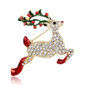 Luxury Christmas Reindeer Rhinestone Enamel Alloy Brooch, Elegant Deer Lapel Pin Corsage Suit Accessory Gift