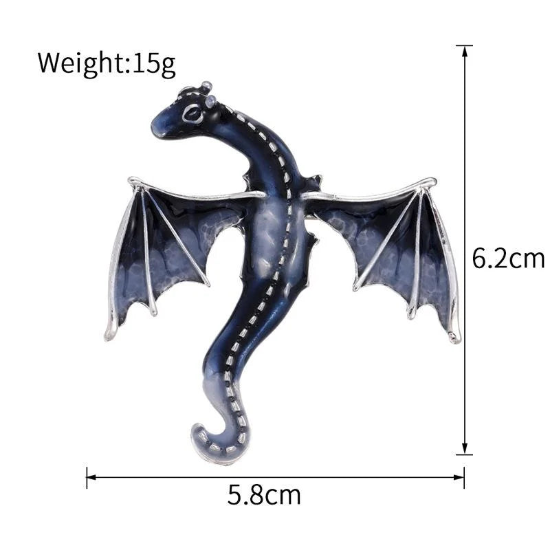 Cute Red Enamel Flying Dragon Brooch With Rhinestones, Alloy Pterosaur Lapel Pin For Suit Accessory