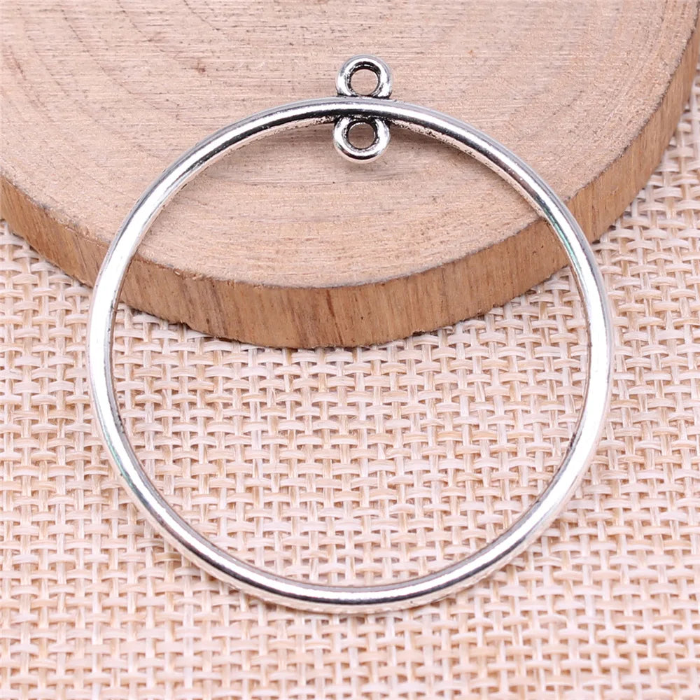 43x40mm 3g Antique Silver Zinc Alloy Geometric Round Ring Earring Connector Charms for DIY Earrings Making