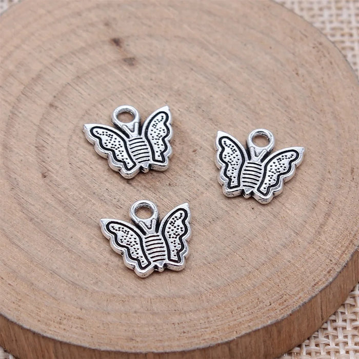 12x13mm 0.8g Antique Silver Zinc Alloy Butterfly Charm Pendant for DIY Necklace Bracelet Jewelry Making