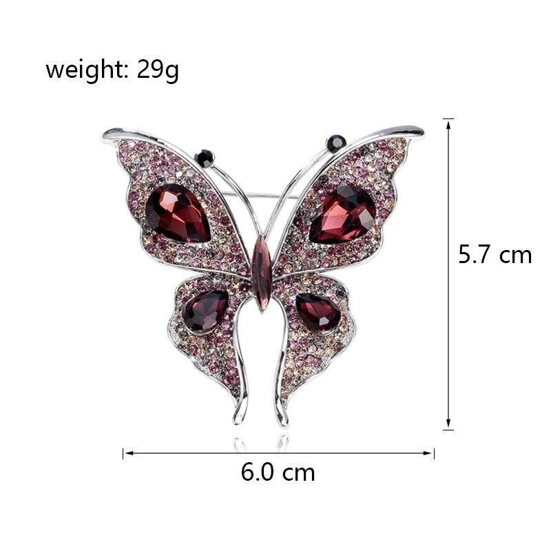 Luxury Full Rhinestone Butterfly Brooch With Blue Zircon Accent, Elegant Women's Lapel Pin Corsage Gift