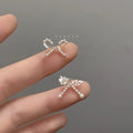 14K Plated Copper Mini Pearl Bow Stud Earrings For Women Cute Lolita Style Jewelry