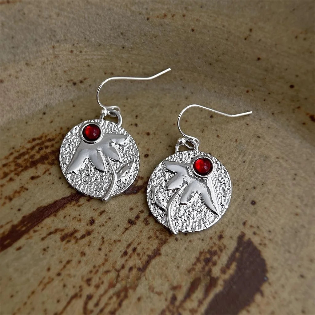 Vintage Geometric Leaf Round Copper And Resin Drop Earrings For Women