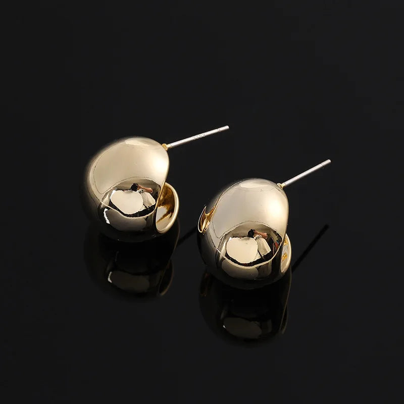 Elegant Gold Alloy Round Ball With Spiral Coil Stud & Clip On No Piercing Statement Earrings