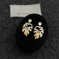 Original Design Micro Pave Zircon Hollow Leaf Drop Earrings Eco Friendly Copper Silver Plated Pin