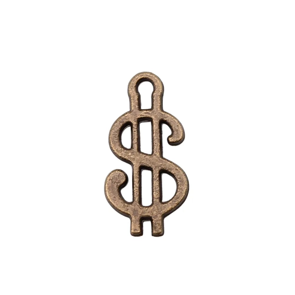 17mm 0.6g Multicolor Zinc Alloy Dollar Sign Charm Pendant for DIY Money Theme Jewelry Making