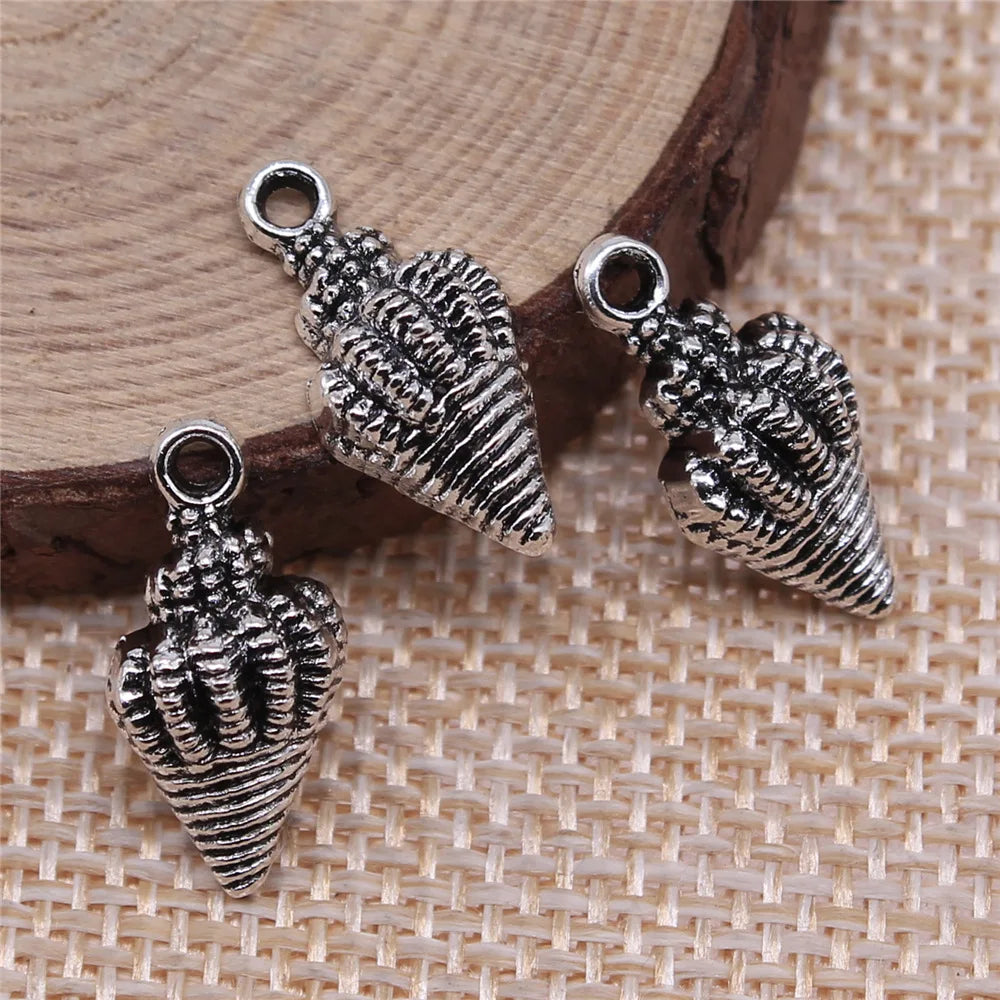 19x10mm 0.8g Antique Silver Zinc Alloy Conch Shell Charm Pendant for DIY Ocean Theme Jewelry Making