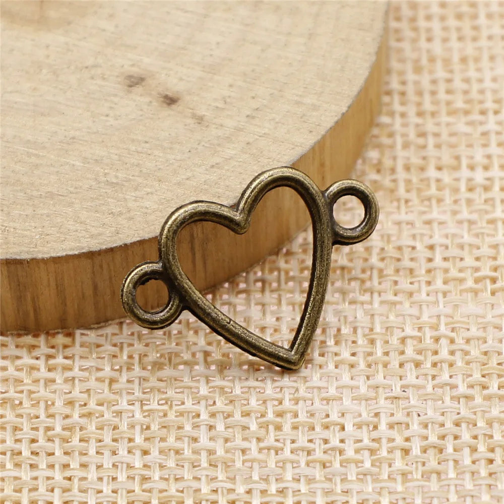 16x24mm 0.8g Multicolor zinc alloy hollow Heart connector charm for DIY bracelet necklace making