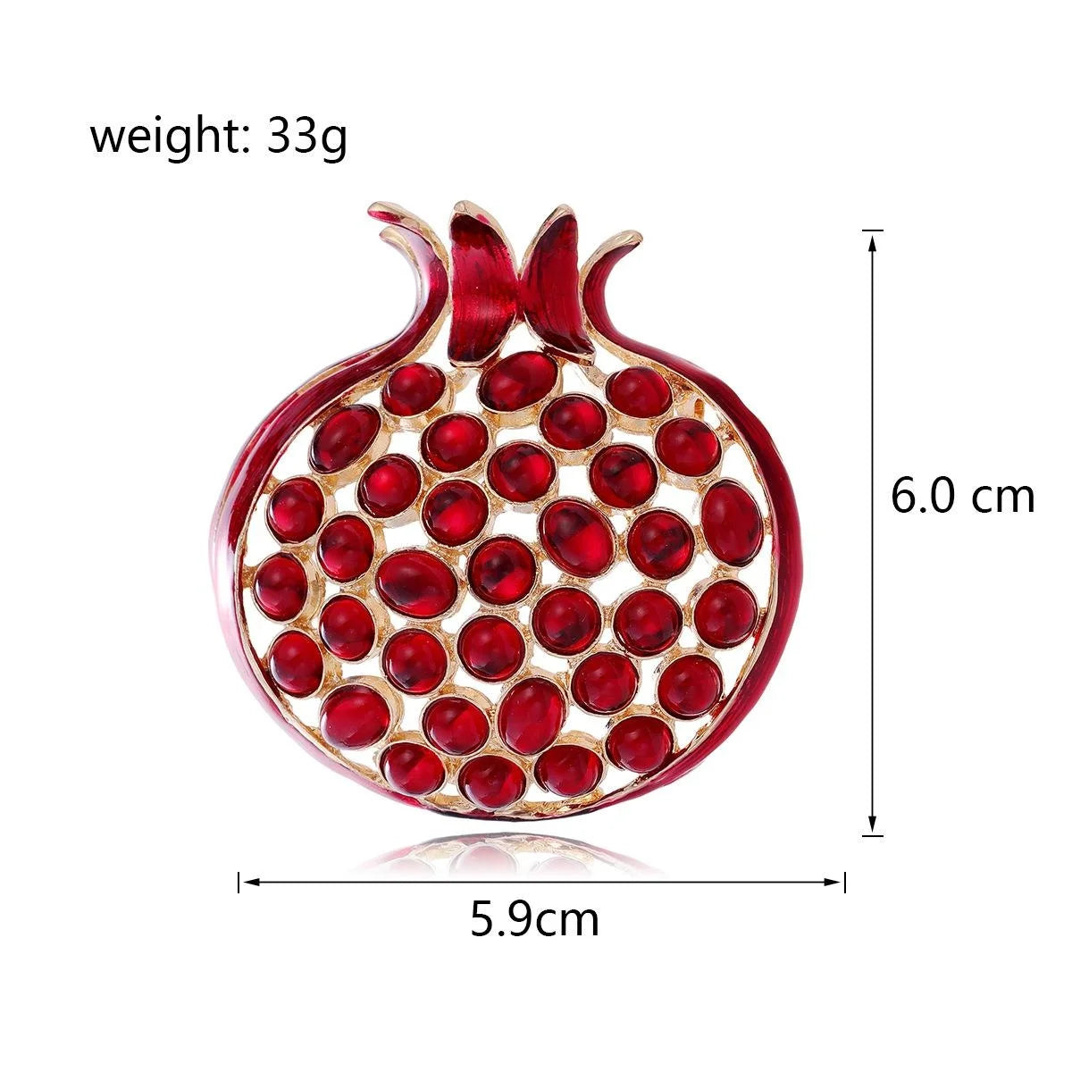 Elegant Red Enamel Pomegranate Brooch With Rhinestone Seeds, Alloy Fruit Lapel Pin Corsage Gift