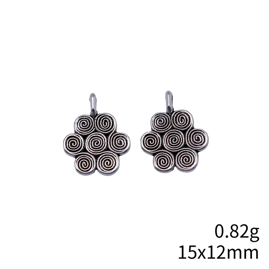 15x12mm 0.82g Antique Silver Zinc Alloy Swirl Flower Charm Pendant for DIY Necklace Bracelet Making