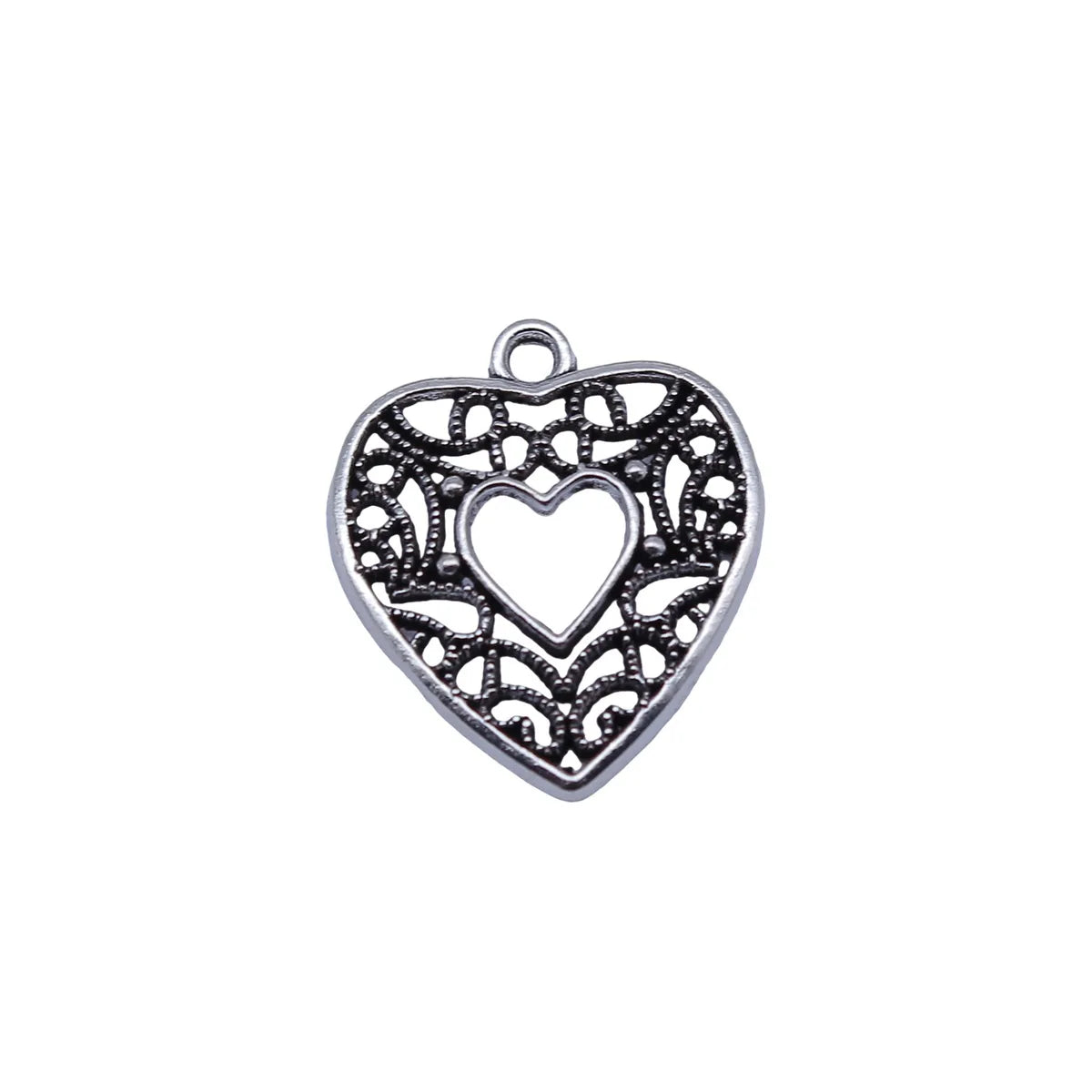 23x20mm 1.05g Antique Silver Zinc Alloy Hollow Heart Charm Pendant for Necklace Bracelet DIY Jewelry
