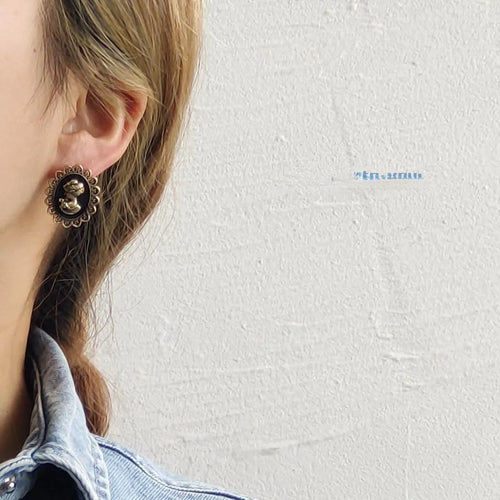 Alloy 3D Portrait Baroque Vintage Stud Earrings With Silver Plated Pins For Women