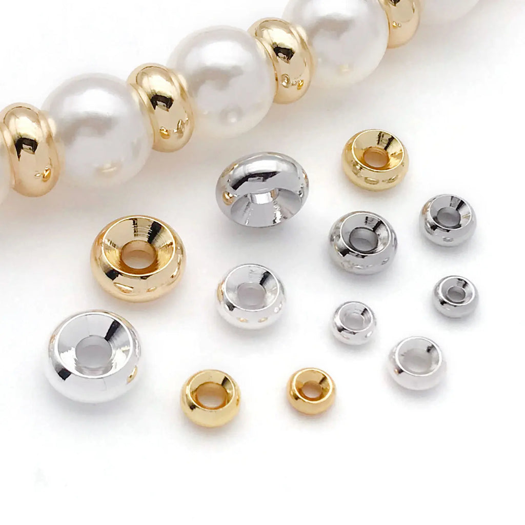 Copper Alloy 18K Gold Plated Double Wheel Spacer Bead for Bracelet Jewelry Making