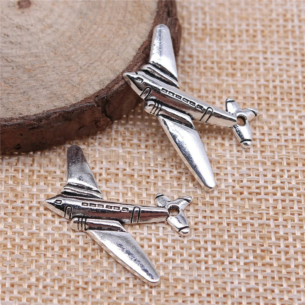 25x31mm 1.7g Multicolor Zinc Alloy Airplane Charm Pendant for DIY Necklace Bracelet Making