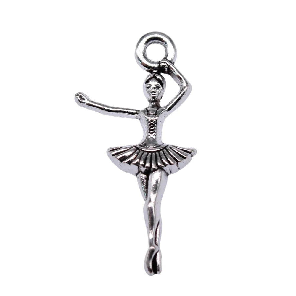 25x12mm 0.79g Multicolor Zinc Alloy Ballet Charm Pendant for DIY Dance Theme Jewelry Making