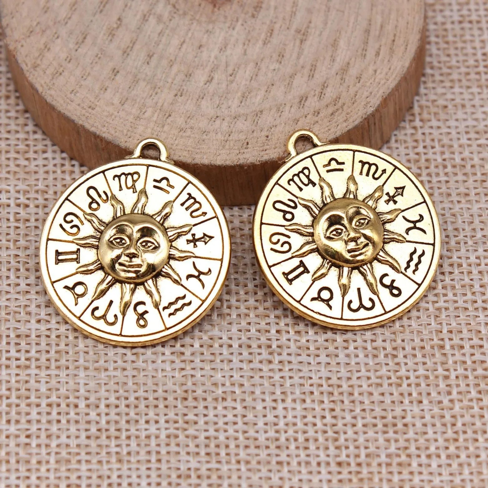 30x27mm 8.33g Multicolor Zinc Alloy Chinese Zodiac Sun Charm Pendant for DIY Necklace Bracelet Making