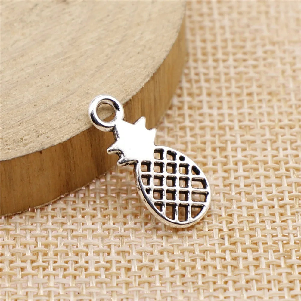 9x21mm 0.9g Multicolor Zinc Alloy Pineapple Charm Pendant for DIY Fruit Theme Jewelry Making