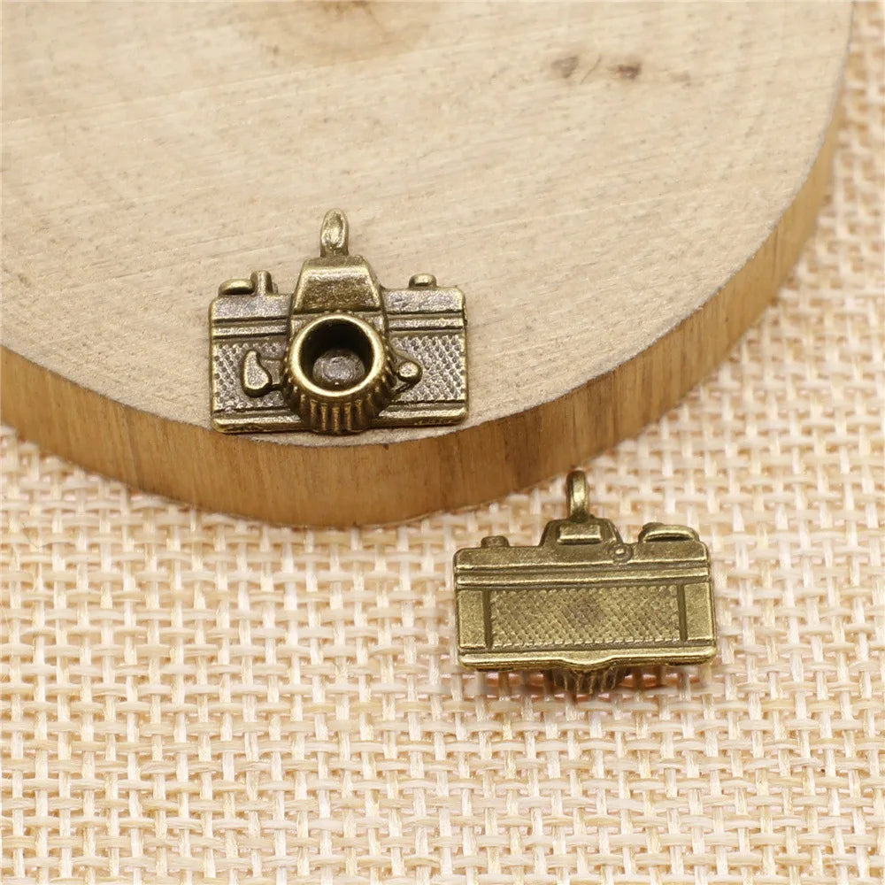 15x14mm 1.6g Multicolor Zinc Alloy Camera Charm Pendant for DIY Travel Theme Jewelry Making