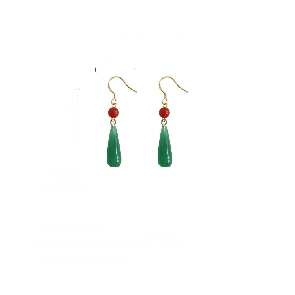 New Chinese Style Green Acrylic Teardrop Drop Earrings Handmade Vintage Palace Jewelry