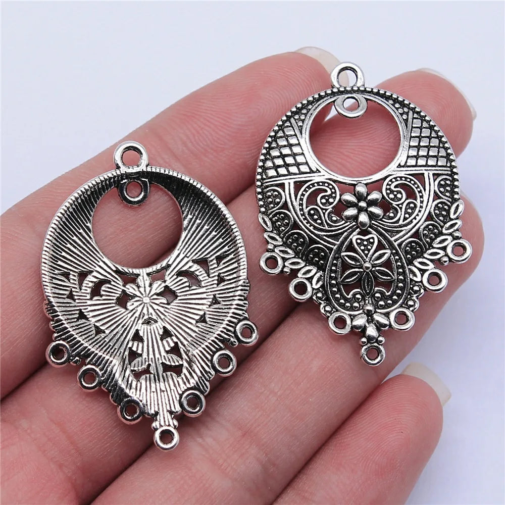 43x30mm 4.6g Antique Silver Zinc Alloy Geometric Earring Connector Charms for DIY Earrings Jewelry Making