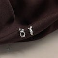 Cute Asymmetric Hollow Carrot Rabbit Copper Mini Stud Earrings For Girls