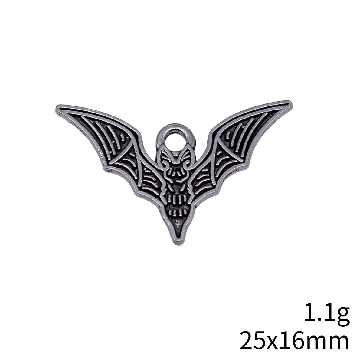 25x16mm 1.1g Antique Silver Zinc Alloy Bat Charm Pendant for Gothic DIY Bracelet Necklace Making