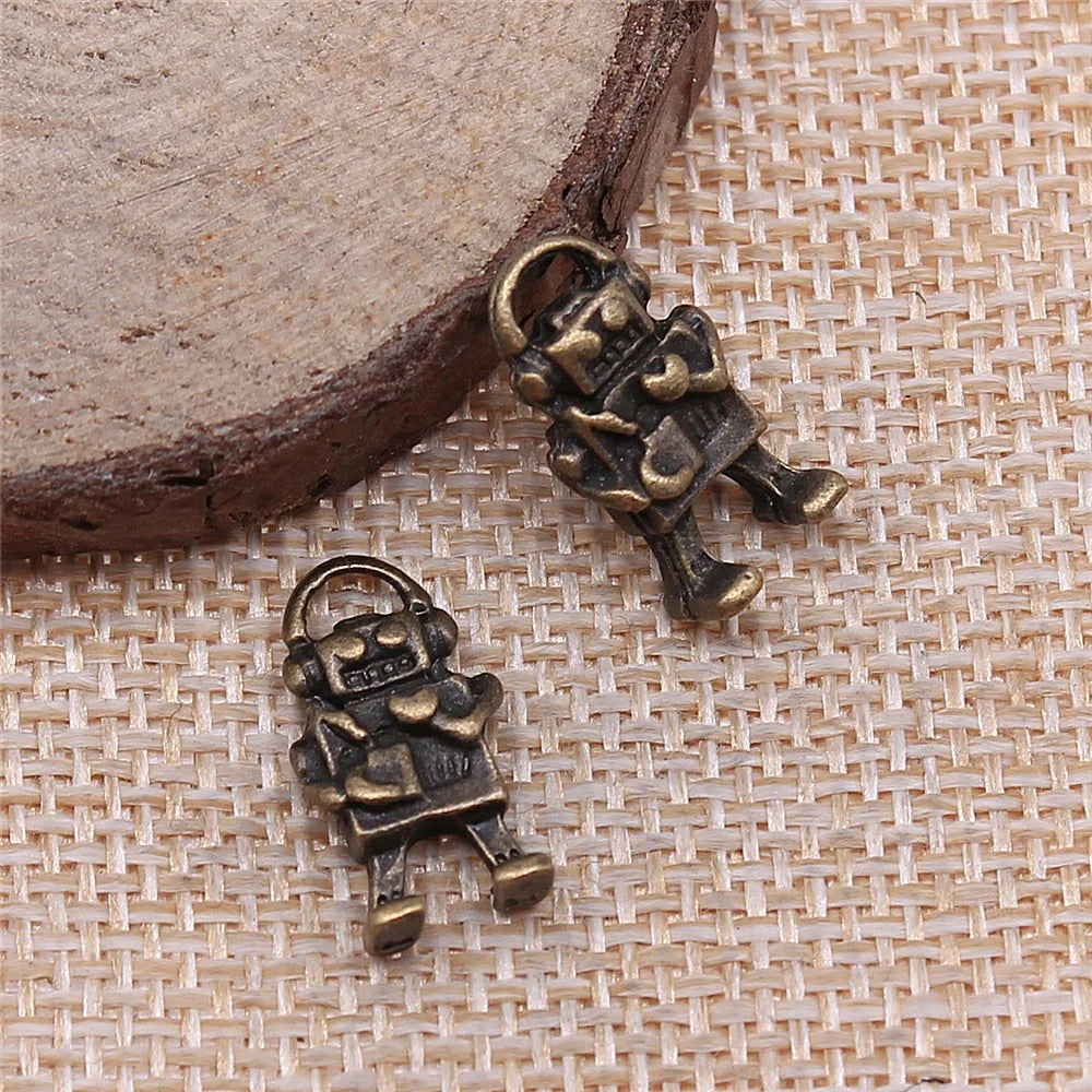 17x9mm 1.4g Multicolor Zinc Alloy Robot Charm Pendant for DIY Necklace Bracelet Jewelry Making