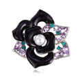Elegant Purple Enamel Camellia Flower Brooch With Faux Pearl And Rhinestone, Women's Lapel Pin Gift