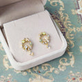 14K Gold Plated Copper Zircon Flower Butterfly Stud Earrings Korean Fairy Forest Style