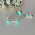 Copper Heart Drop Earrings With Micro Pave Zircon, Blue Green Sweet Minimalist Jewelry