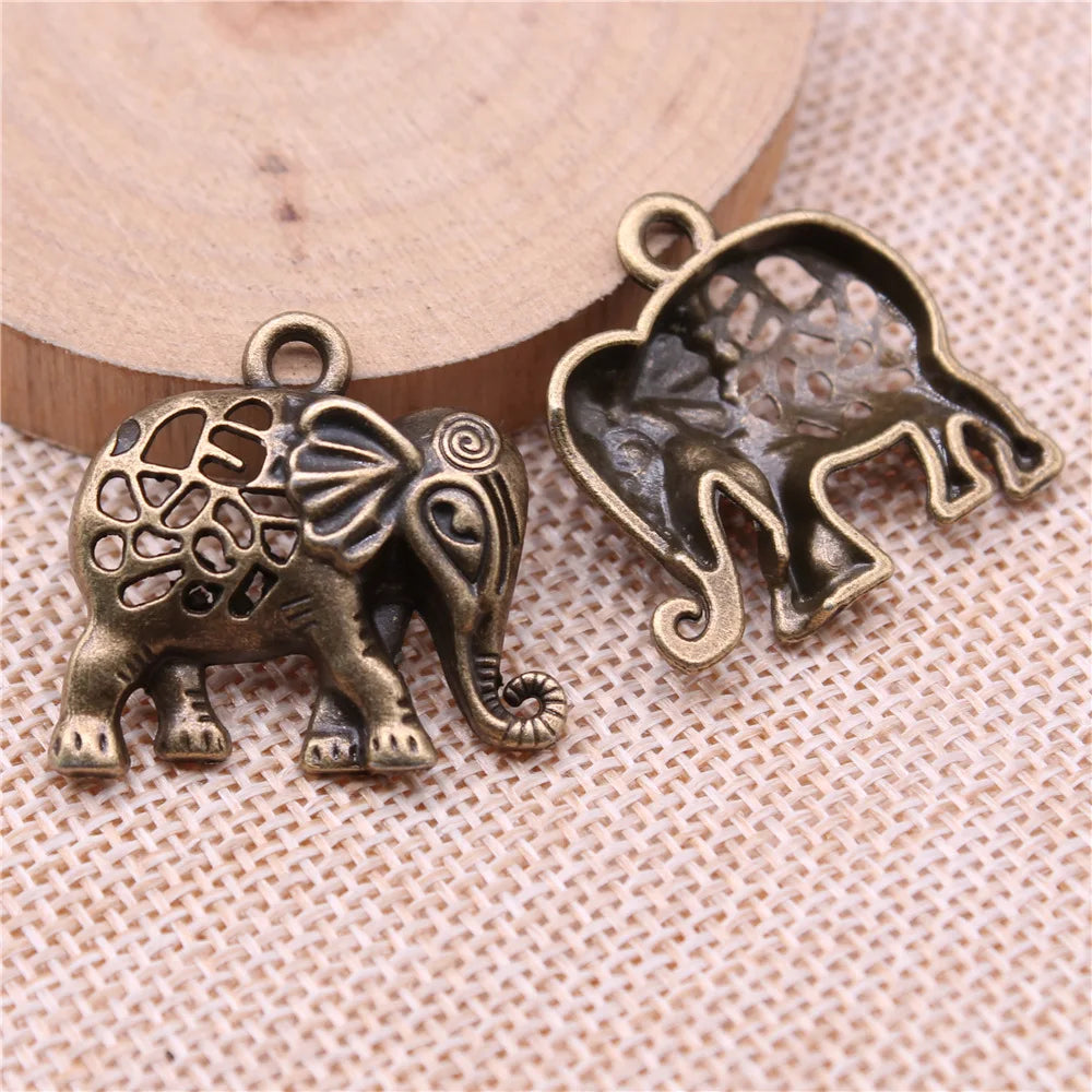 27x29mm 4.5g Multicolor Zinc Alloy Hollow Elephant Charm Pendant for DIY Necklace Bracelet Making