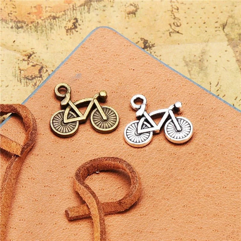 16x14MM Antique Silver Zinc Alloy Bicycle Double Sided Charm Pendant for DIY Necklace Bracelet Jewelry Making
