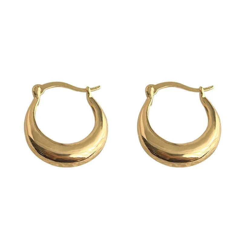 Versatile Copper Stud Earrings Smooth Metal Round Geometric Minimalist Daily Jewelry