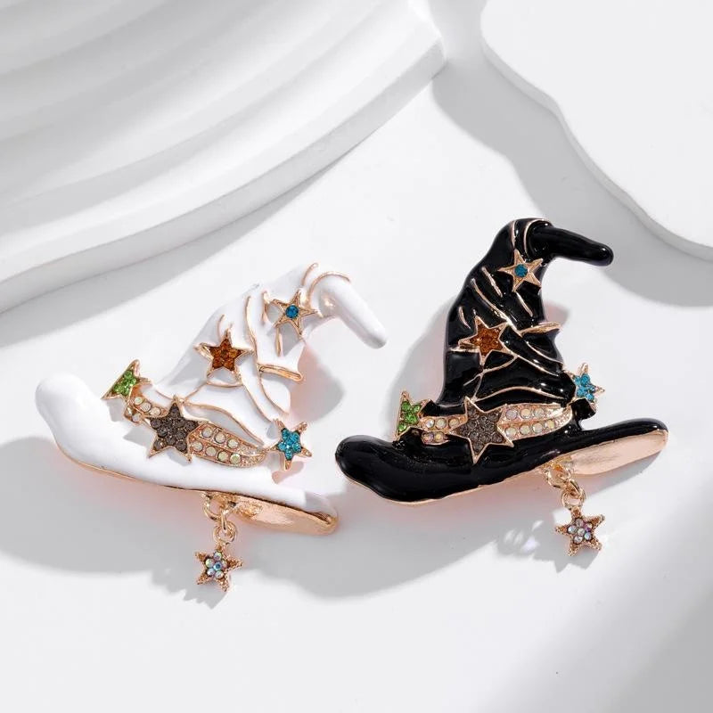 Cute Halloween Pumpkin, Cat, Witch Hat And Spider Alloy Enamel Rhinestone Brooch Lapel Pin Gift