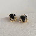 14K Gold Plated Geometric Wheat Zircon Stud Earrings For Women Minimalist Square Fashion Jewelry