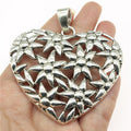 72x67mm 22.1g Antique Silver Zinc Alloy Flower Heart Charm Pendant for DIY Necklace Jewelry Making