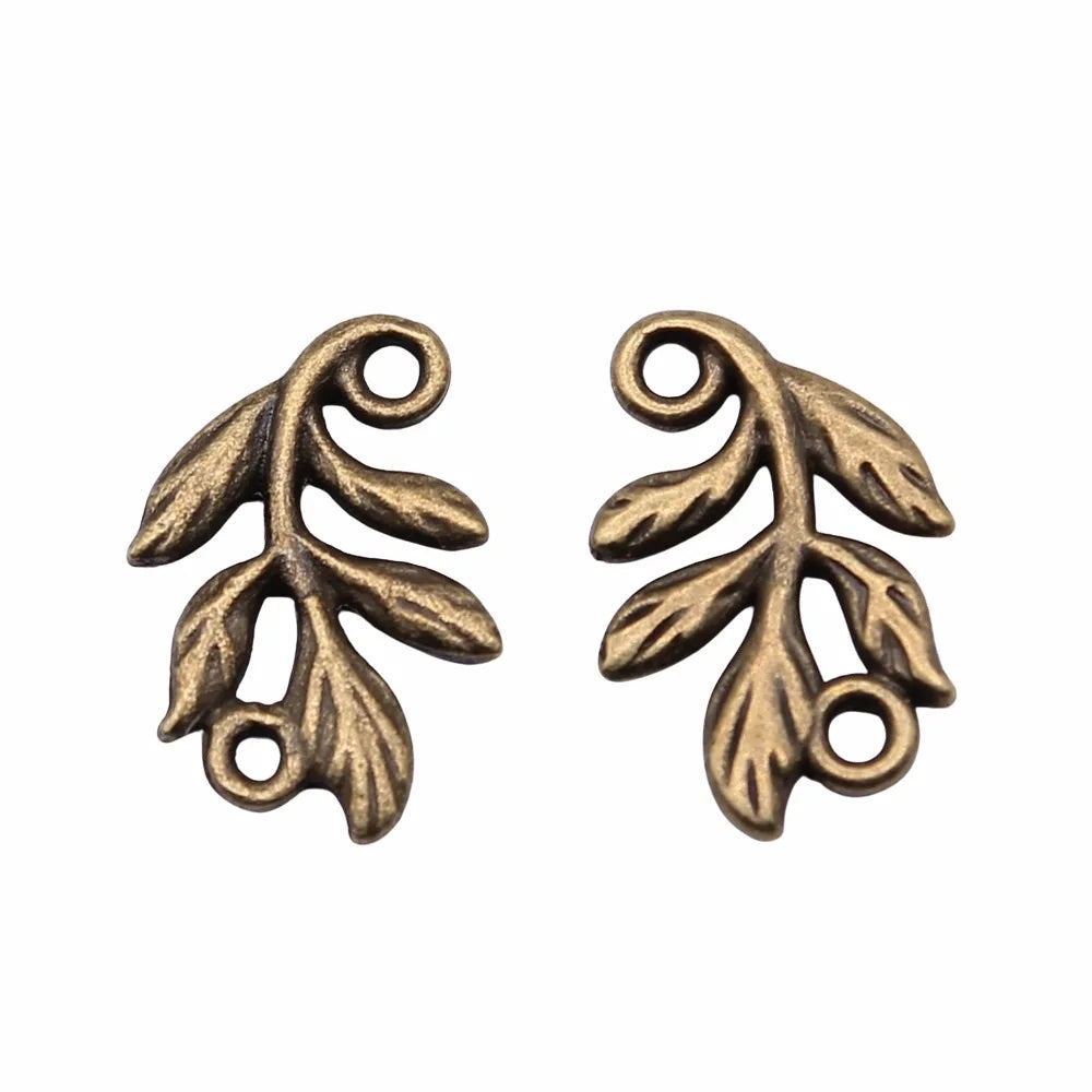 10x15mm 0.6g Multicolor Zinc Alloy Leaf Connector Charm for Bracelet Necklace DIY Jewelry Making