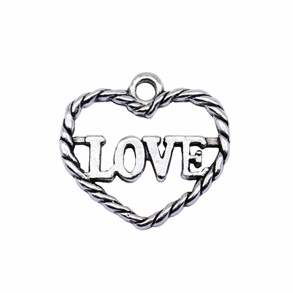 14x15mm 0.8g Antique Silver Zinc Alloy Love Heart Charm Pendant for DIY Bracelet Necklace Making