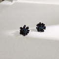 Vintage Haze Blue Fabric Rose Flower Drop Earrings Handmade 3D Floral Statement Jewelry