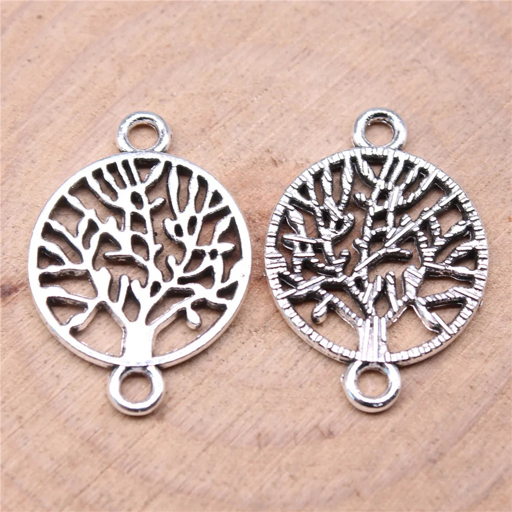 23x16mm 1.2g Multicolor Zinc Alloy Tree of Life Connector Charm for DIY Bracelet and Necklace Making