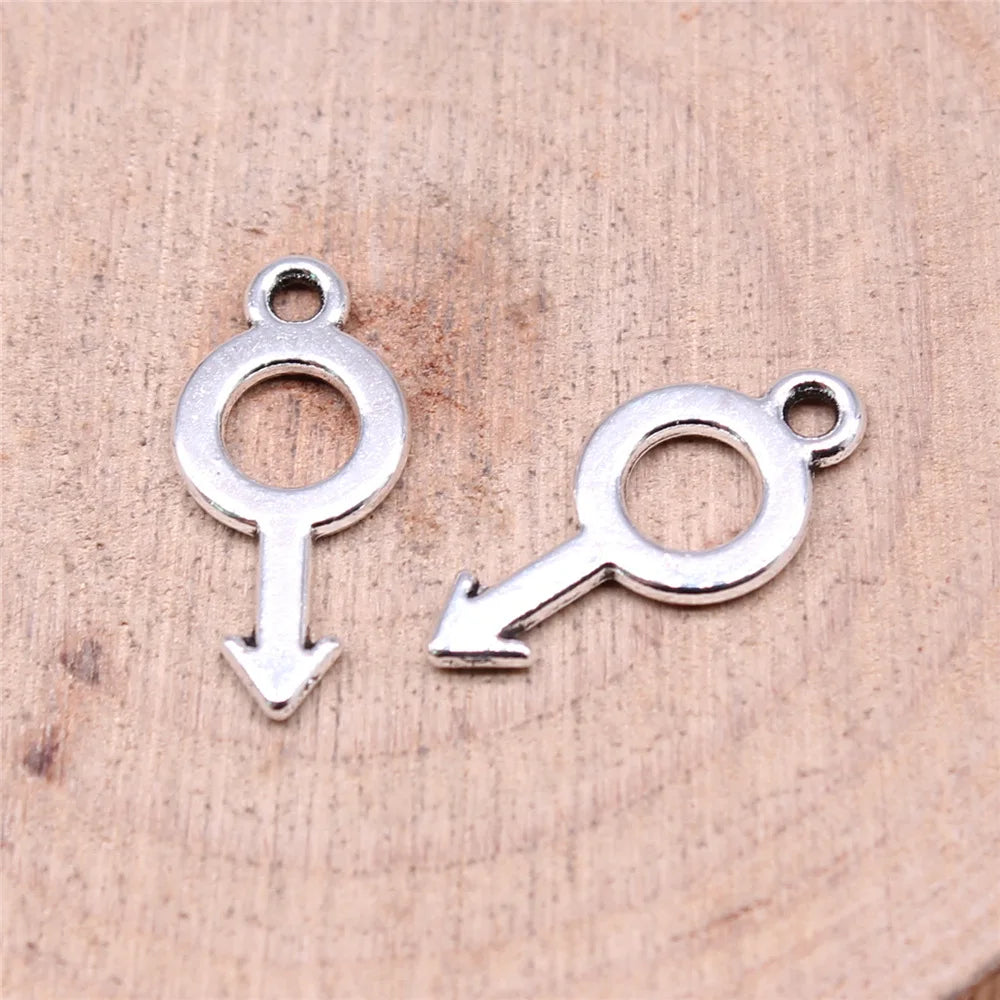 18x9mm 0.5g Antique Silver Zinc Alloy Angel Male Symbol Charm Pendant for DIY Necklace Bracelet