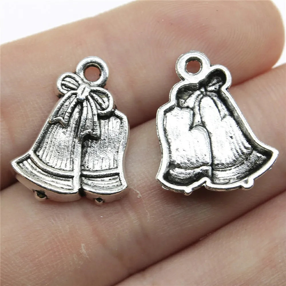 21x17mm 1.9g Antique Silver Zinc Alloy Christmas Bell Charm Pendant for DIY Holiday Jewelry Making