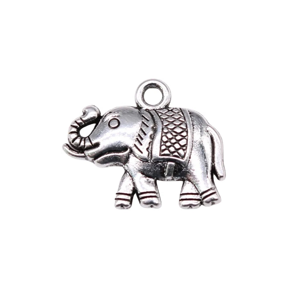 18x15mm 0.95g Antique Silver Zinc Alloy Elephant Charm Pendant for DIY Necklace Bracelet Making