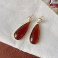 French Vintage Palace Style Amber Teardrop Pearl Alloy Stud Earrings For Women