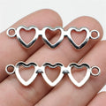 43x11mm 1.3g Antique Silver Zinc Alloy Heart Connector Charm for Bracelet Necklace Making