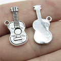 24x11mm 1.9g Antique Silver Zinc Alloy Guitar Charm Pendant for DIY Music Necklace Bracelet Jewelry